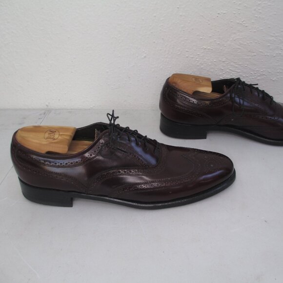 Florsheim Royal Imperial Vintage Wingtip Oxford Burgundy Dress Shoes Mens 10.5 A